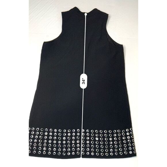 Guess Deetra Halter Aline Dress Keyhole Dress Black LARGE Embellished Preppy LBD - Picture 8 of 13